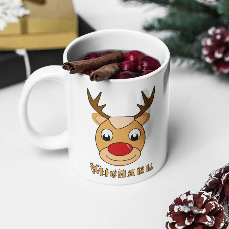 Personalized Christmas Reindeer Mugs